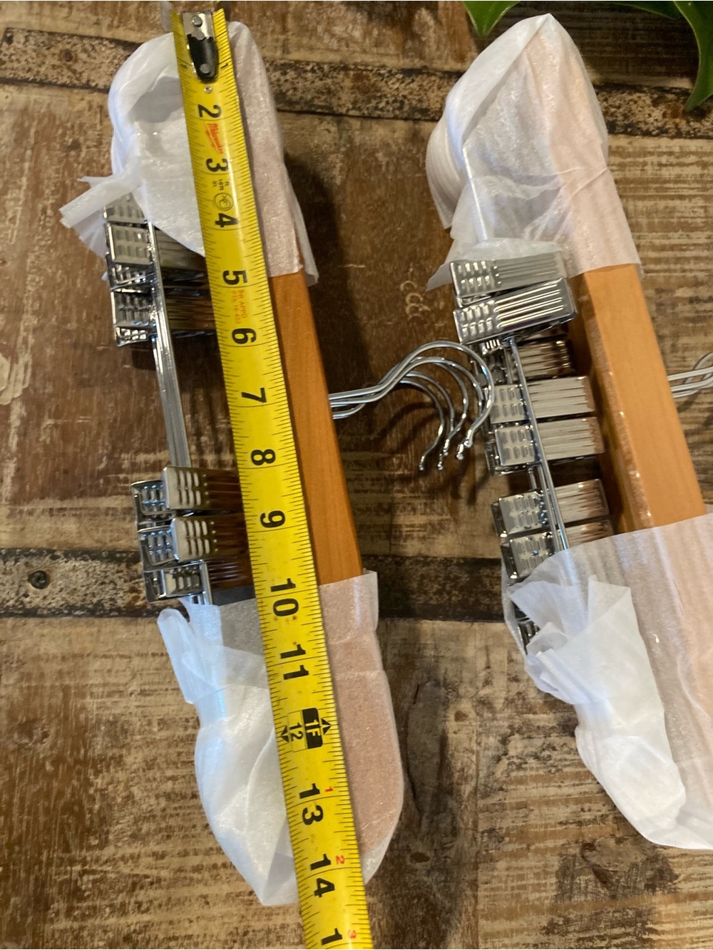 10 Pants Hangers Wood and Metal With Clips - Picture 4 of 11